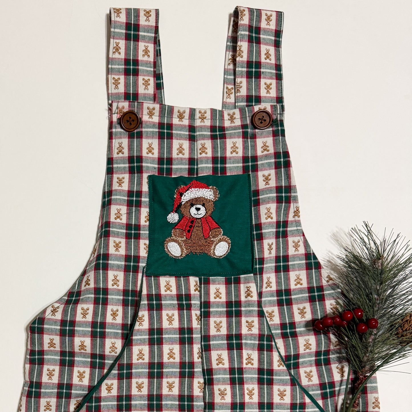 Custom Embroidered Pocket Christmas Dungaree (Right Print Only)