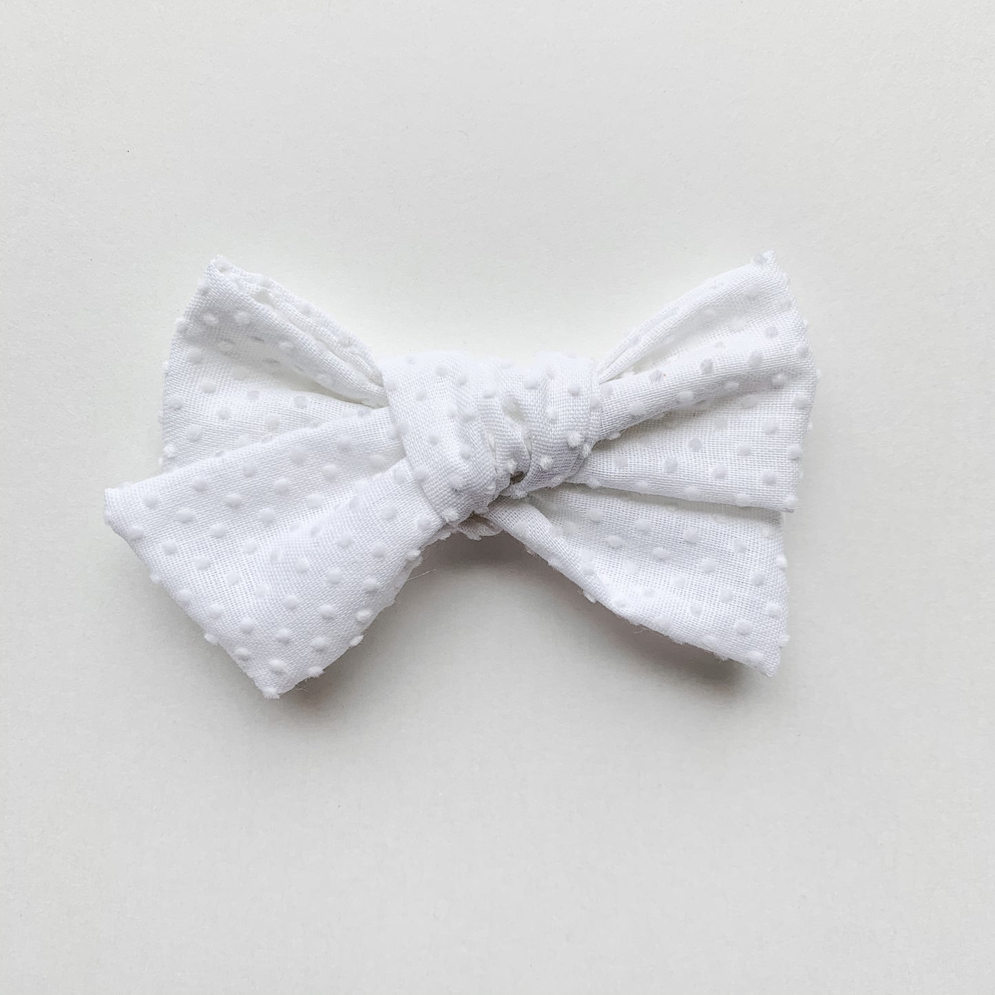 Hand Tied White Swiss Dot Bow