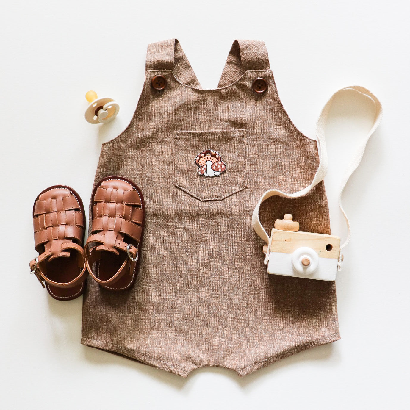 Mushroom Linen Harem Romper