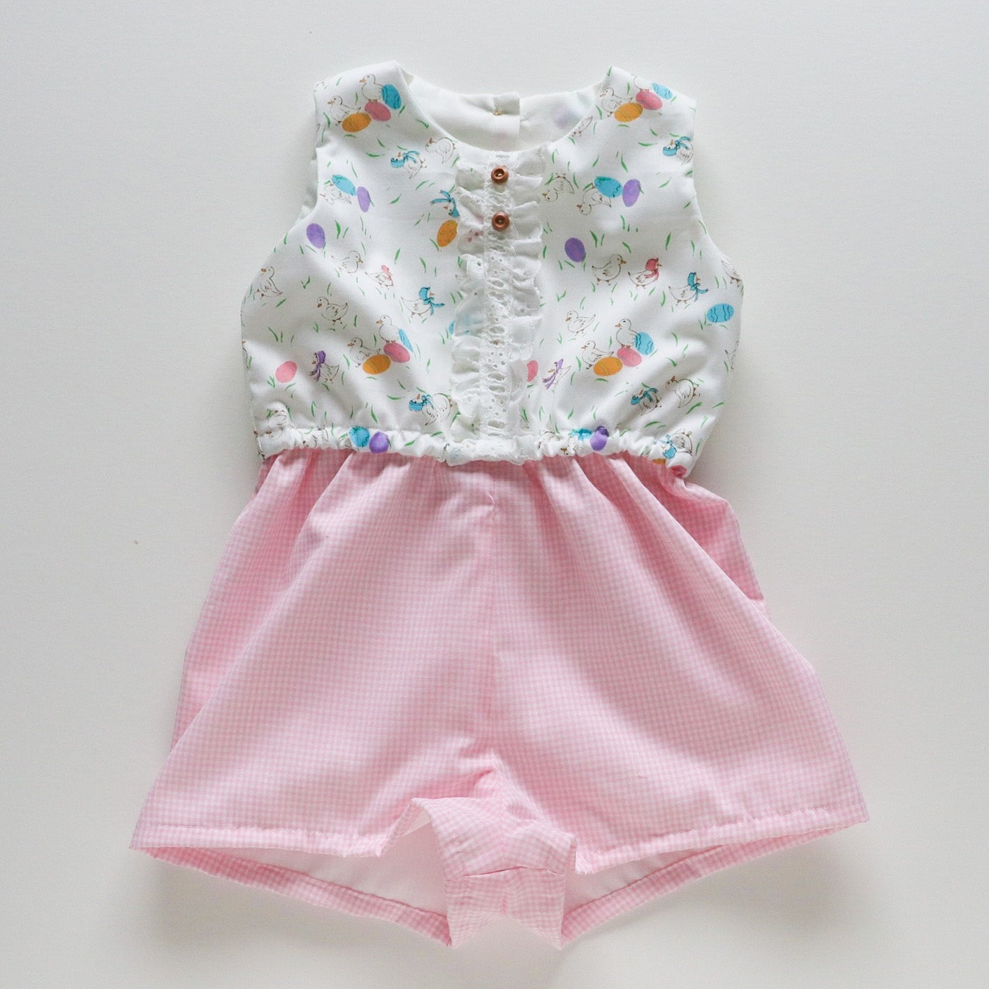 Vintage Chicks & Eggs Romper 4T