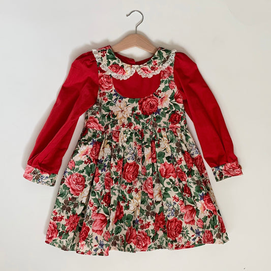 Long Sleeve Winter Floral Vintage Dress 4T
