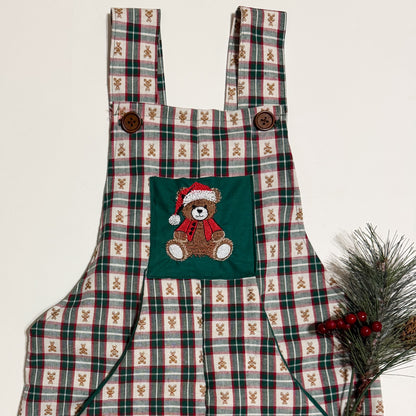 Custom Embroidered Pocket Christmas Dungaree (Right Print Only)
