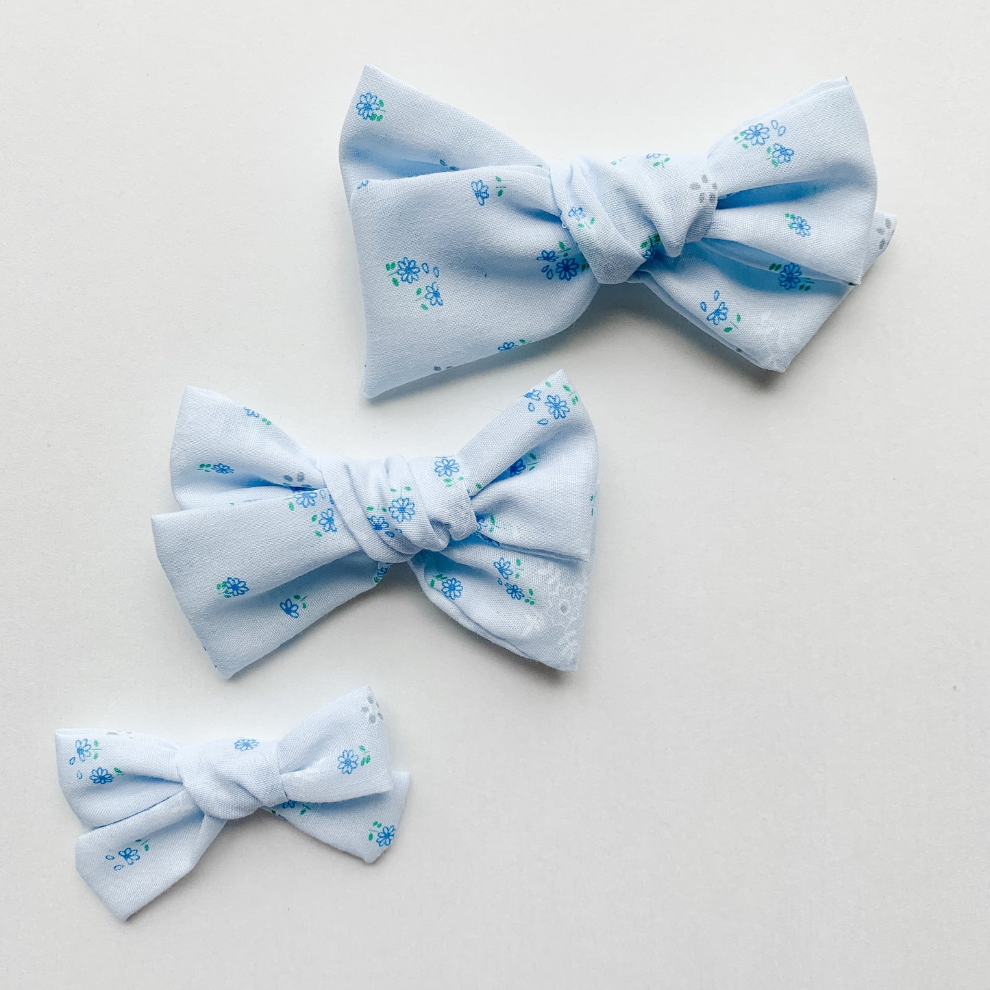 Victoria - Hand Tied Blue Sheer Bow