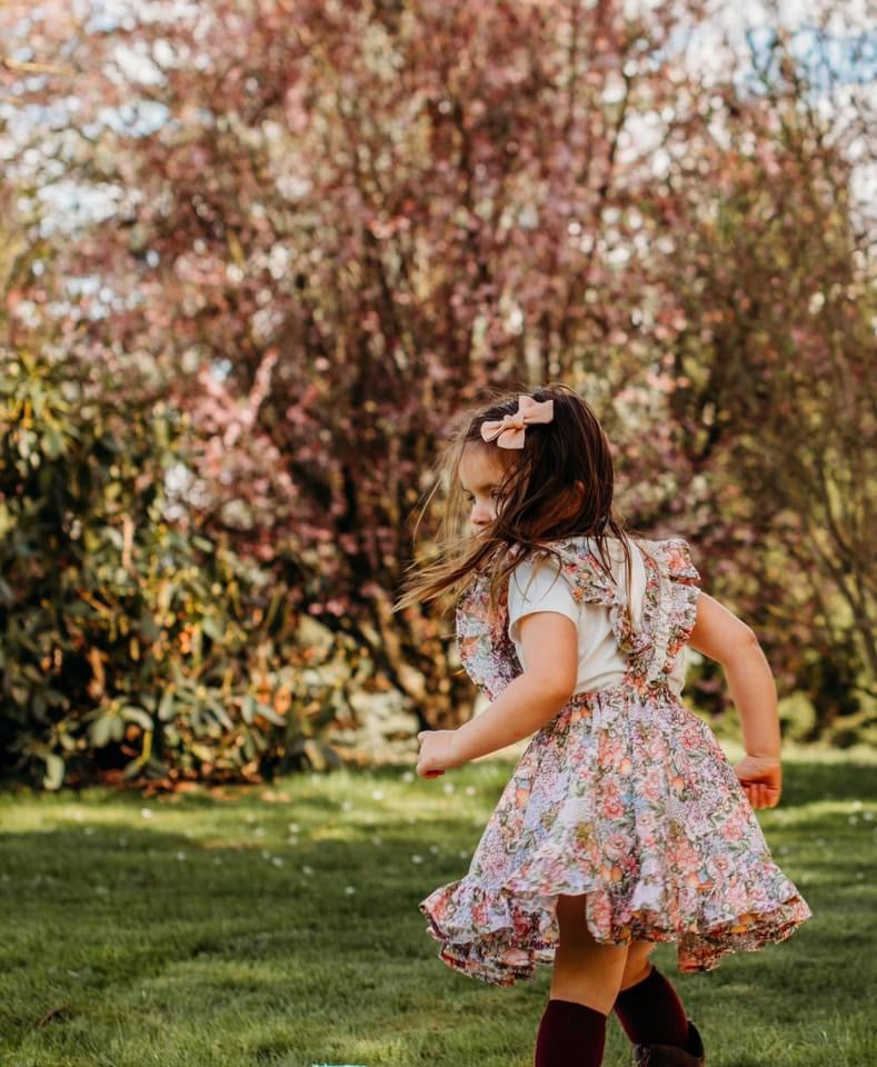 Vintage Spring Floral Pinafore 4T