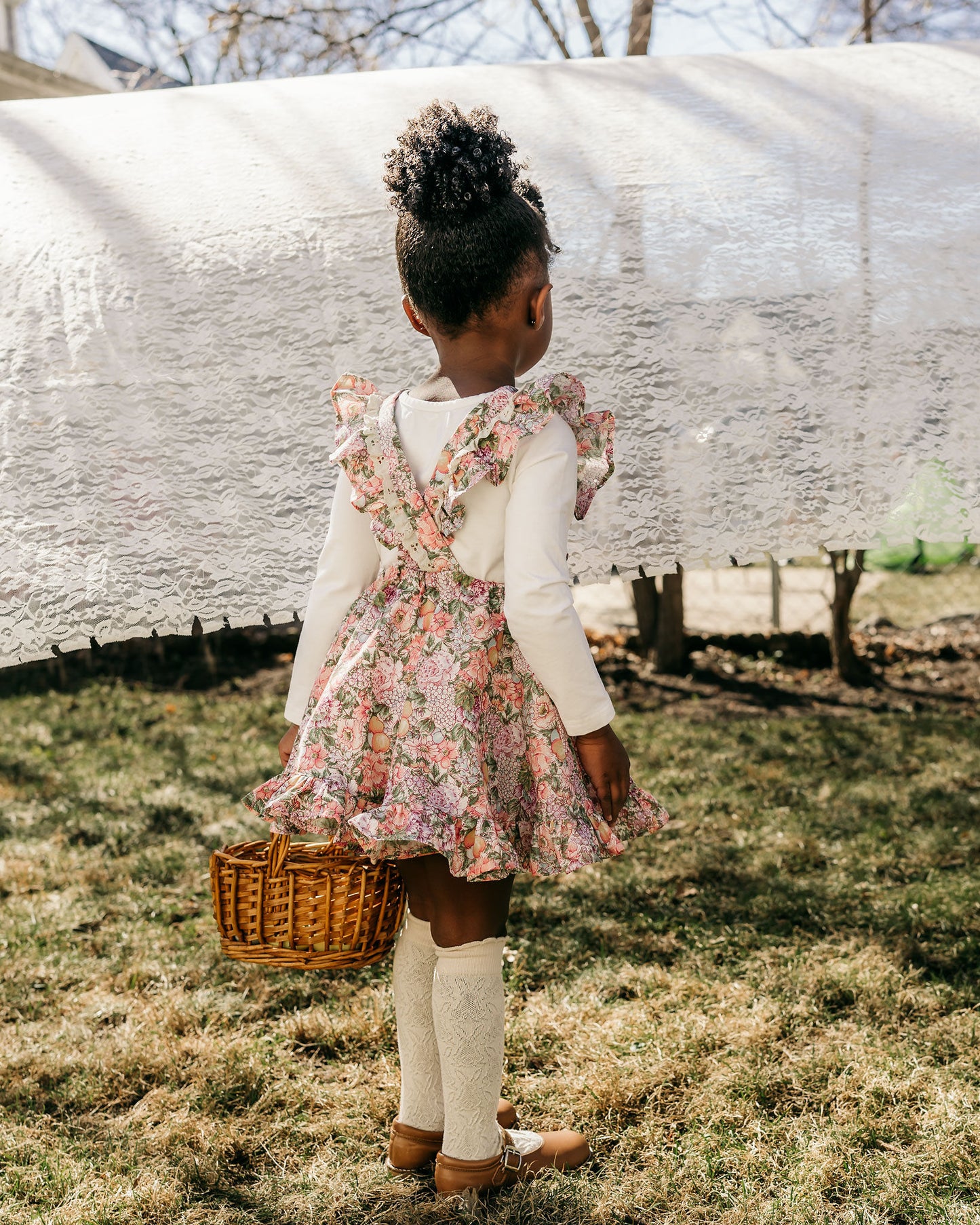 Vintage Spring Floral Pinafore 4T